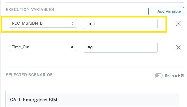 RCC Configuration in Execution Variables